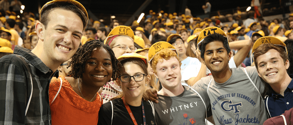 Students at football game